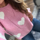 Candy Pink Lovely Heart Sweater
