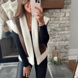 Bowie Brown/Cream Faux Leather Oversized Bonding Vest