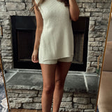 Fraya Natural Knit Sleeveless Top & Short Set