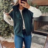 Dark Sea Green Oversized Sherpa Vest