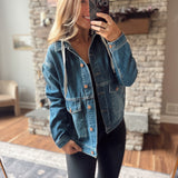 Risen Dark Hooded Denim Jacket