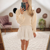 Off White Tiered Flare Mini Skirt