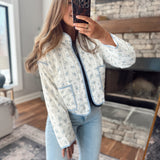 Ivory Floral Quilted Puffer Jacket