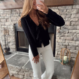 Black Gorgina Tie Front Knitted Cardigan