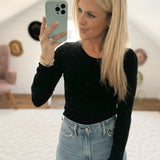 Star Studded Black Pearl Long Sleeve Top