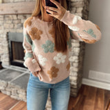Blush Painted Petals Jacquard Sweater
