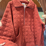 Plus Rust Quilted Zip Up Pullover