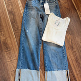 Risen Medium HR Ankle Wide Cuffed Jeans