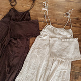 Chocolate Cotton Wide Leg Overall Jumpuit IN STORE