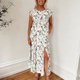 Kenzie Off White Floral Open Back Midi Dress