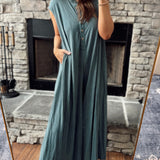 Mallory Teal Button-Down Wide Leg Jumpsuit