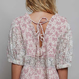 Pink Floral Loretta Ruffled Top