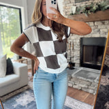 Charcoal Checkmate Knit Short Sleeve