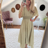Spray Green Unbalanced Maxi Dress