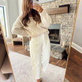 Risen Cream Crop Wide Barrel Cargo Pants