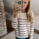 Oatmeal & Purple Leya Sweater