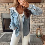 Glenda Medium Wash Denim Hooded Zip Up
