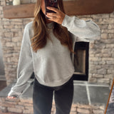 In My Athletic Era Heather Gray Mock Neck Crew