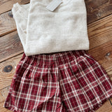 Burgundy Plaid Zalen Shorts