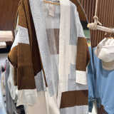 Plus Brown Color Block Cardigan