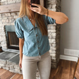 Daerin Denim Button Up Blouse