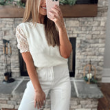 Susie Lou Cream Floral Sleeve Sweater Blouse