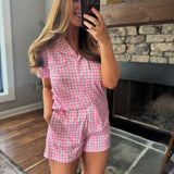 Light Pink Plaid Pajama Set