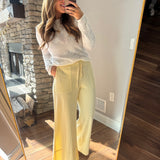 Pale Yellow Mineral Washed Wide Leg Pant