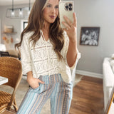 Act Right Cream Crochet Knit Sweater