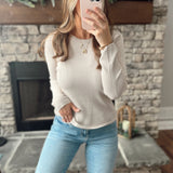 Willa Light Pewter Waffle Semi-Sheer Top