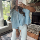 Solene Blue Floral Embellished Blouse