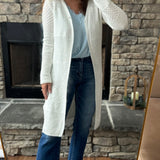 Elaine Off White Mixed Knit Cardi Duster