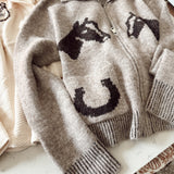 Light Brown Western Jacquard Cardigan