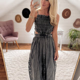 Charcoal Solvang Smocked Maxi Dress