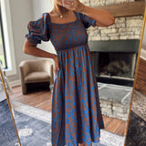Espresso Bloom Smocked Midi