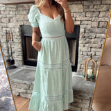 Sage Sweetheart Stitch Detail Maxi