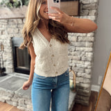 Natural V-Neck Button Down Sweater Vest