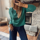 Hunter Green Modern Divide Top