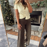 Brown Blossom Corduroy Pants