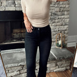 Black Mica HR Crop Flare Denim