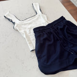 Allie Navy Sweat Shorts with Drawstring Waistband