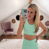 Sea Foam Green Cross-Back Adjustable Sports Bra
