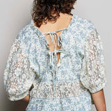 Blue Floral Loretta Ruffled Top