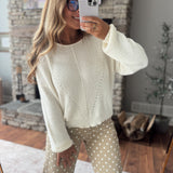 Cream Pointelle Stitch Sweater