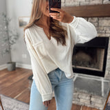 Ivory Briarstone Split Neck Top