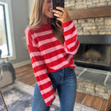 Red Karey Striped Sweater