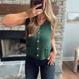 Billie Dark Green Chunky Knit Sweater Vest