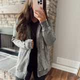 Chillin Grey Mineral-Washed Zip Up Hoodie