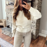 Whip Cream Morgan Ribbed Fitted Hem Sweater