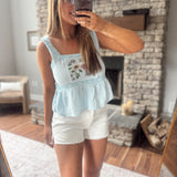 Light Blue Poetry in Petals Tank